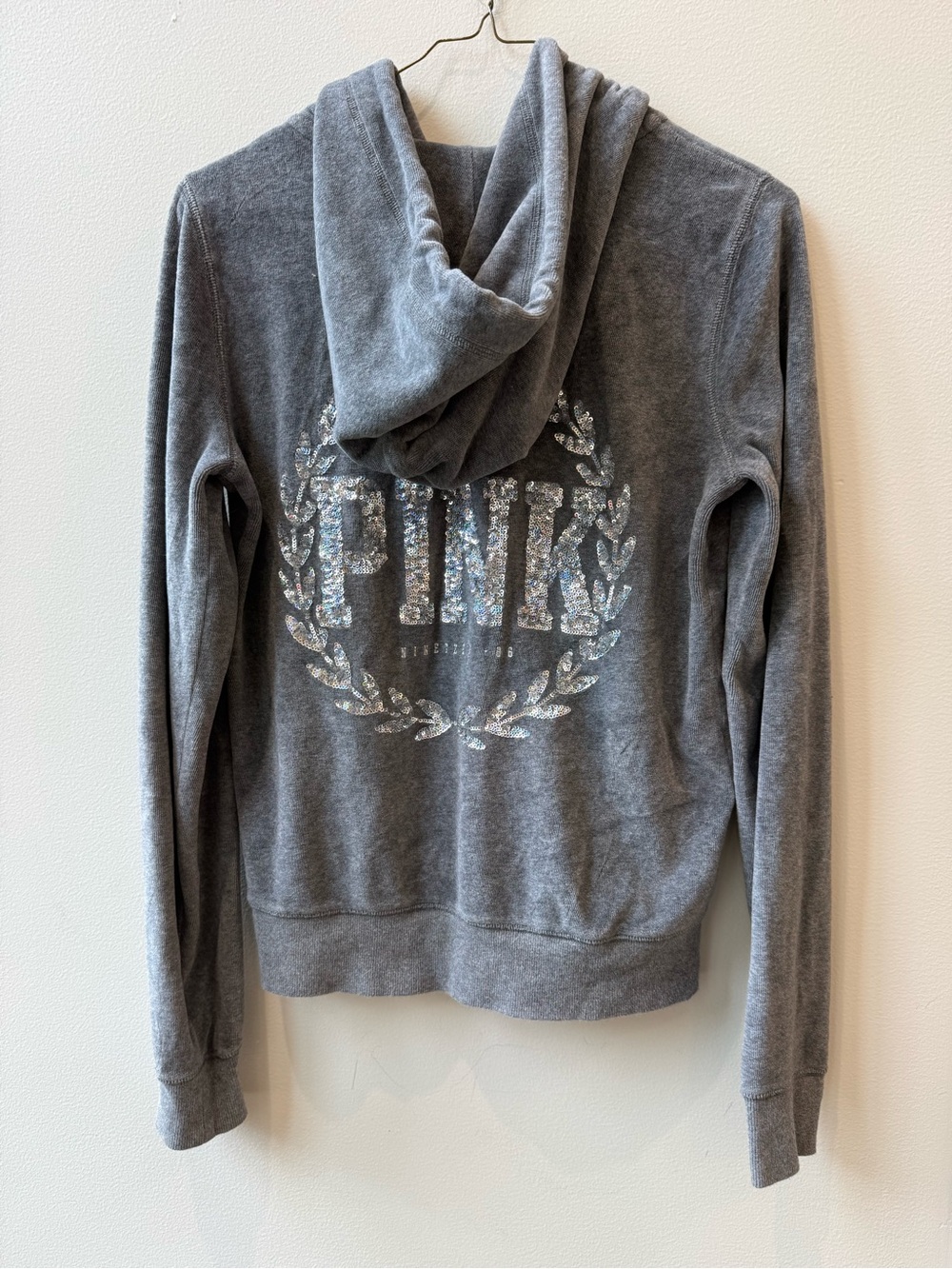 VS PINK Velour Sequin Zip Up Hoodie Size small